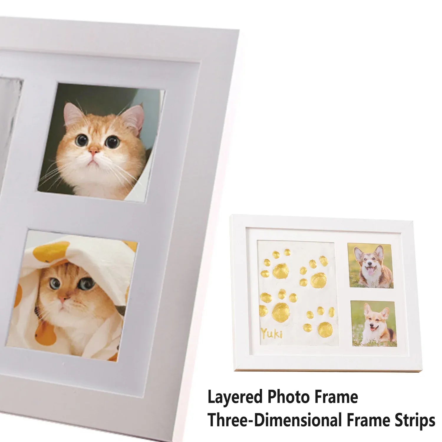 Keepsake DIY Handprint Footprint Photo Frame Kit for Pets or Memories - White
