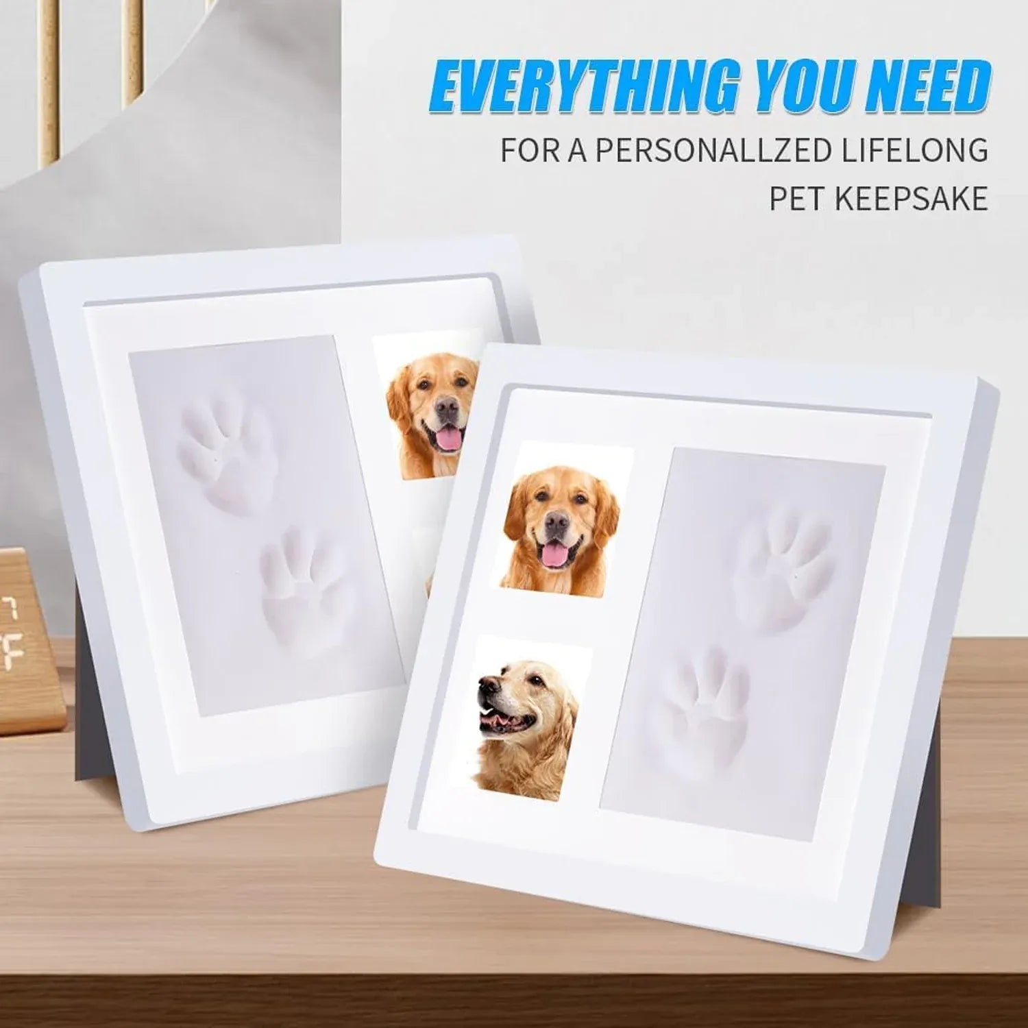 Keepsake DIY Handprint Footprint Photo Frame Kit for Pets or Memories - White