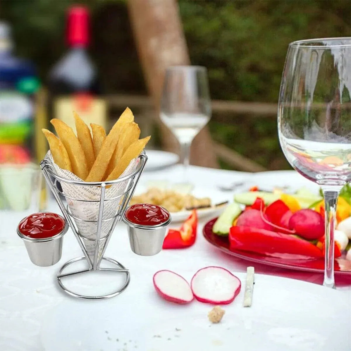 French Fries Basket Stand Tapered Snack Holder Serving Basket for Fries Snacks