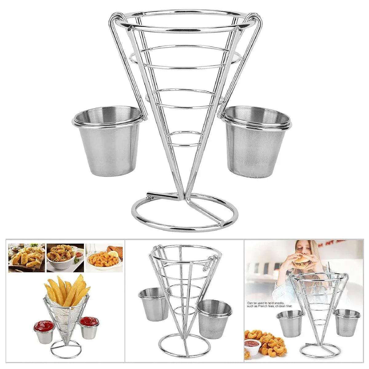 French Fries Basket Stand Tapered Snack Holder Serving Basket for Fries Snacks