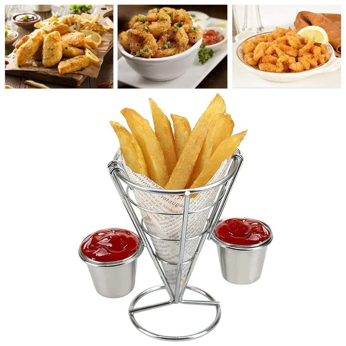 French Fries Basket Stand Tapered Snack Holder Serving Basket for Fries Snacks
