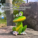 Outdoor Garden Frog Ornament Lawn Statue Animal Decor Resin Craft Sculpture - Green