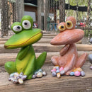Outdoor Garden Frog Ornament Lawn Statue Animal Decor Resin Craft Sculpture - Green