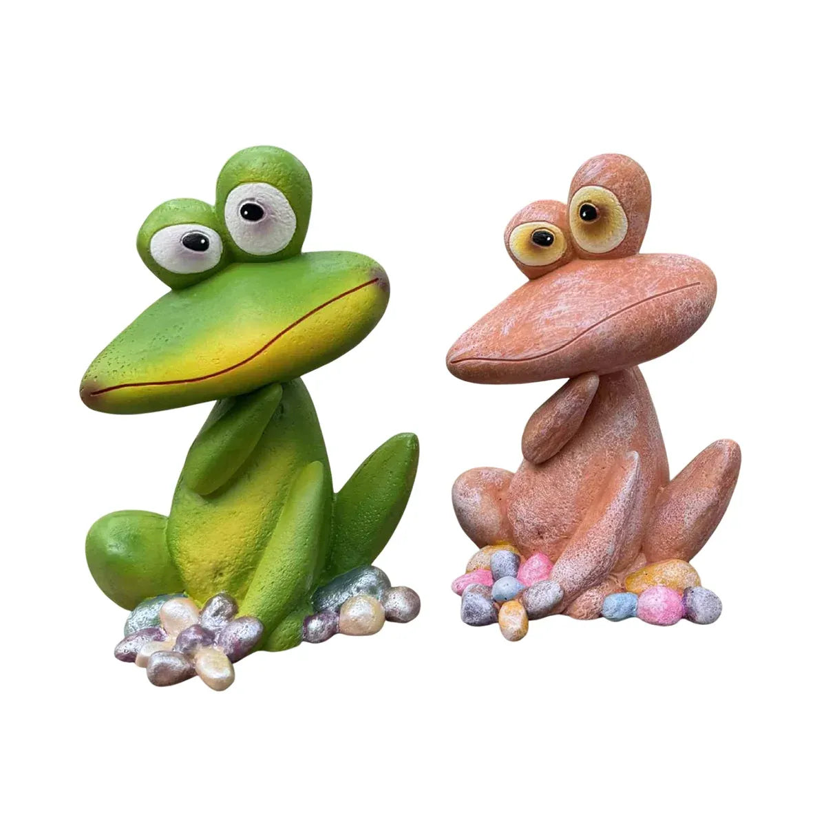 Outdoor Garden Frog Ornament Lawn Statue Animal Decor Resin Craft Sculpture - Orange