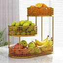 Luxury Multi-Layer Fruit Basket Snack Storage Rack Living Room Coffee Table - Gold