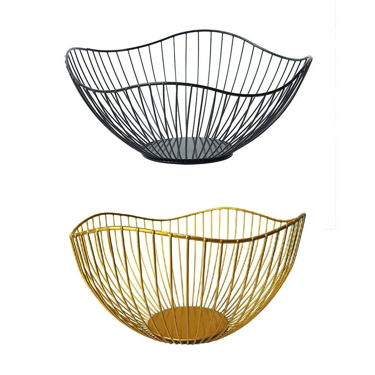 Large Iron Fruit Storage Basket Home Decor Snack Candy Plate Living Room Basket - Gold