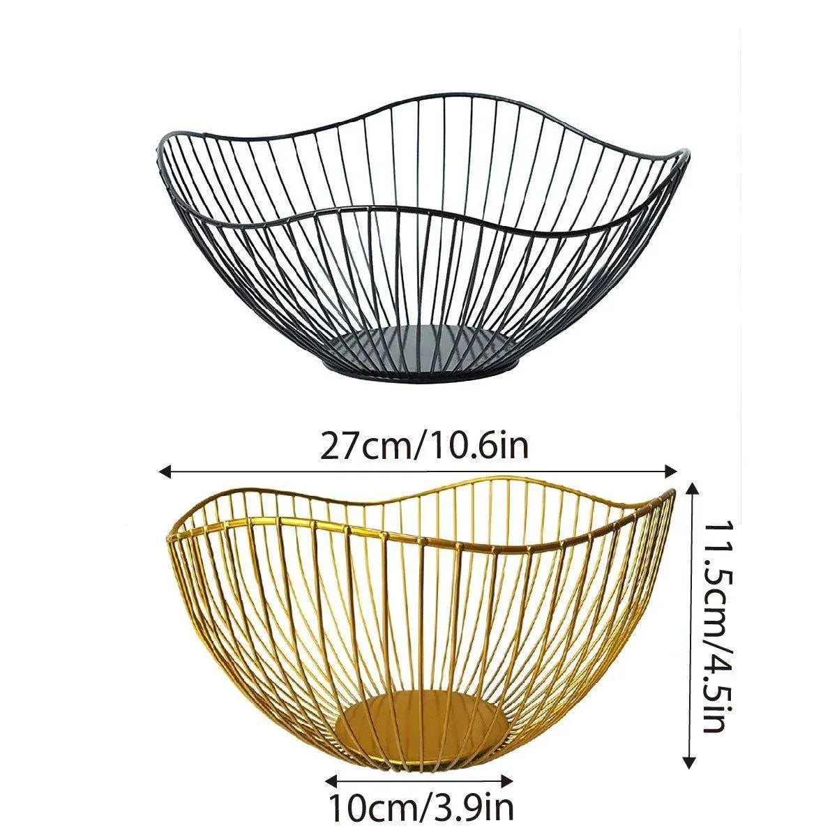 Large Iron Fruit Storage Basket Home Decor Snack Candy Plate Living Room Basket - Gold