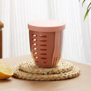 Portable Drainable Fruit Cup Plastic Sealed Cup for Snacks and Travel Use - Pink