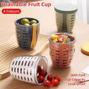 Portable Drainable Fruit Cup Plastic Sealed Cup for Snacks and Travel Use - White