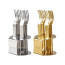 Elegant 304 Stainless Steel Fruit Forks Set of 6 For Home Dessert Cake Use - Golden