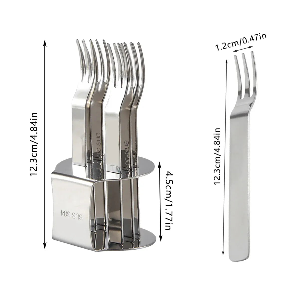 Elegant 304 Stainless Steel Fruit Forks Set of 6 For Home Dessert Cake Use - Golden