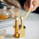 Elegant 304 Stainless Steel Fruit Forks Set of 6 For Home Dessert Cake Use - Golden