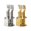 Elegant 304 Stainless Steel Fruit Forks Set of 6 For Home Dessert Cake Use - Silver