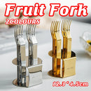 Elegant 304 Stainless Steel Fruit Forks Set of 6 For Home Dessert Cake Use - Silver