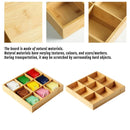 Bamboo Wood 9 Grid Food Plate Serving Tray for Hotel BBQ Hot Pot Home Party