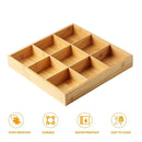 Bamboo Wood 9 Grid Food Plate Serving Tray for Hotel BBQ Hot Pot Home Party