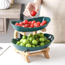 Modern Multi-layer Bamboo Fruit Snack Plate Rack Creative Living Room Plate Rack - White