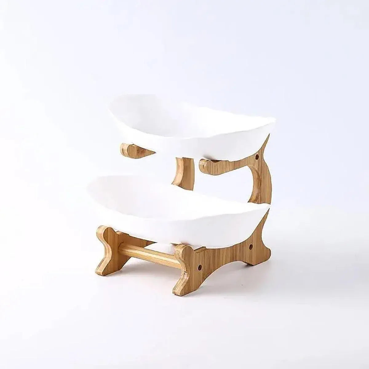 Modern Multi-layer Bamboo Fruit Snack Plate Rack Creative Living Room Plate Rack - White