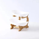Modern Multi-layer Bamboo Fruit Snack Plate Rack Creative Living Room Plate Rack - White