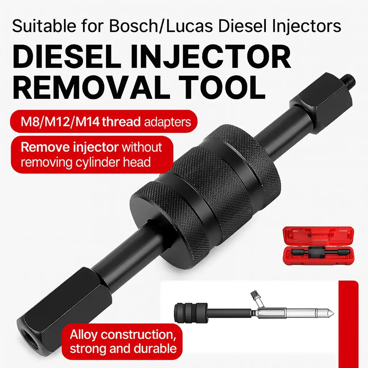 Diesel Engine Fuel Injector Removal Tool Set for Car Truck Repair