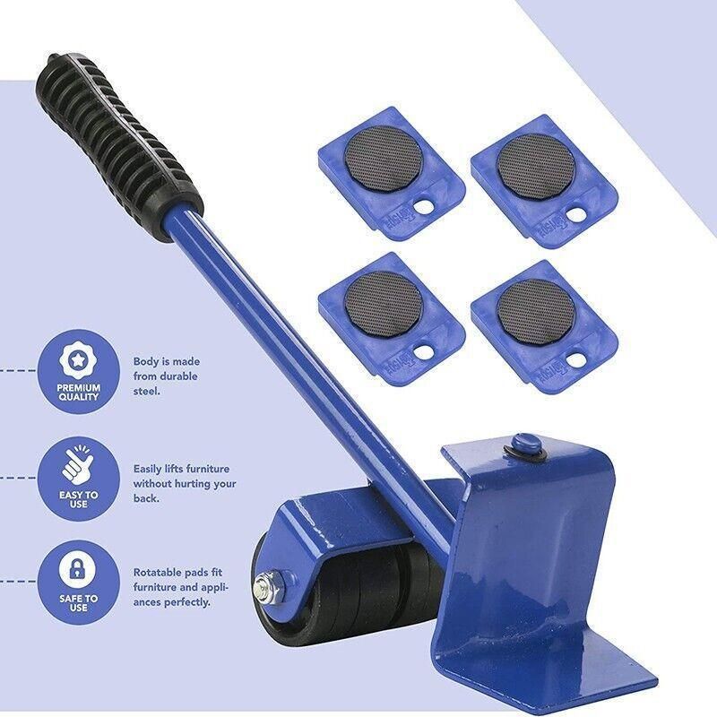 Furniture Lifter and Mover Tool Set 5PCS Heavy Duty Roller Sliders for Moving