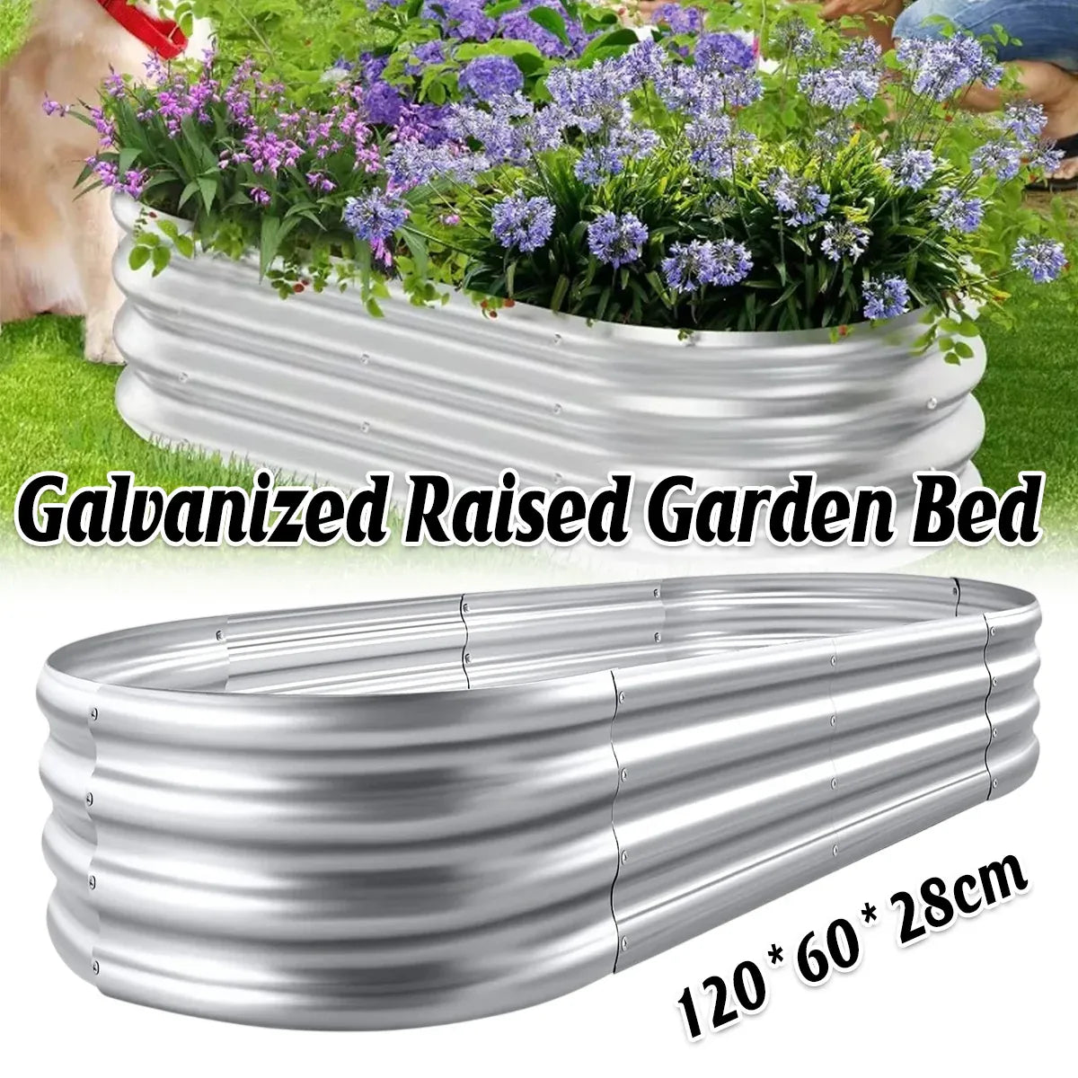 Galvanized Raised Garden Bed Metal Planter Box for Vegetables Flowers Herbs
