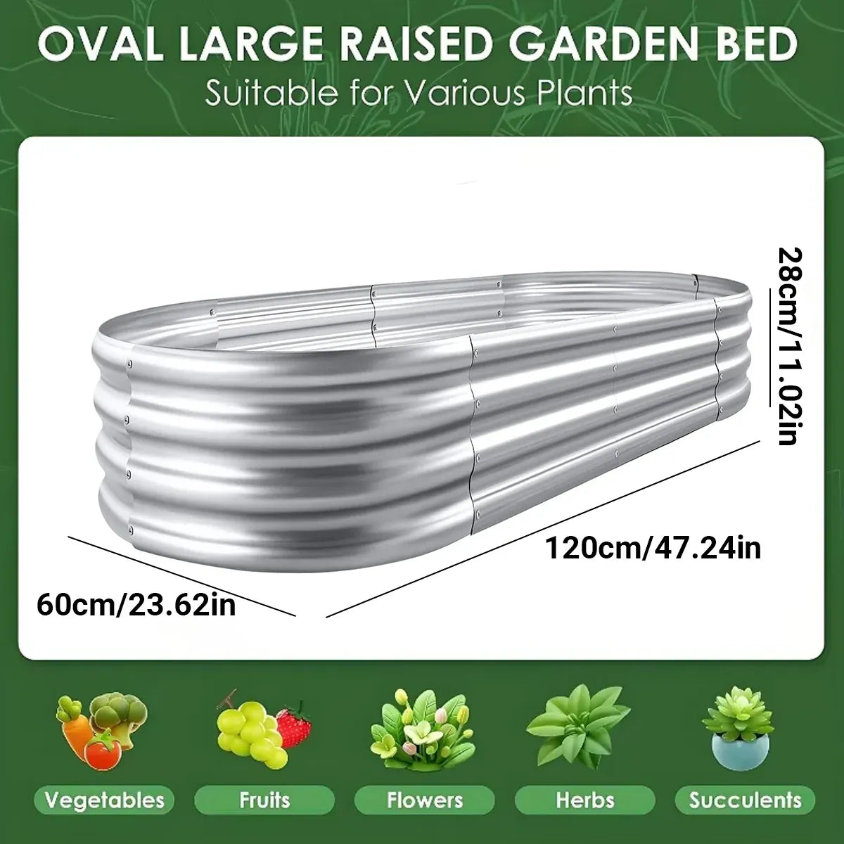 Galvanized Raised Garden Bed Metal Planter Box for Vegetables Flowers Herbs