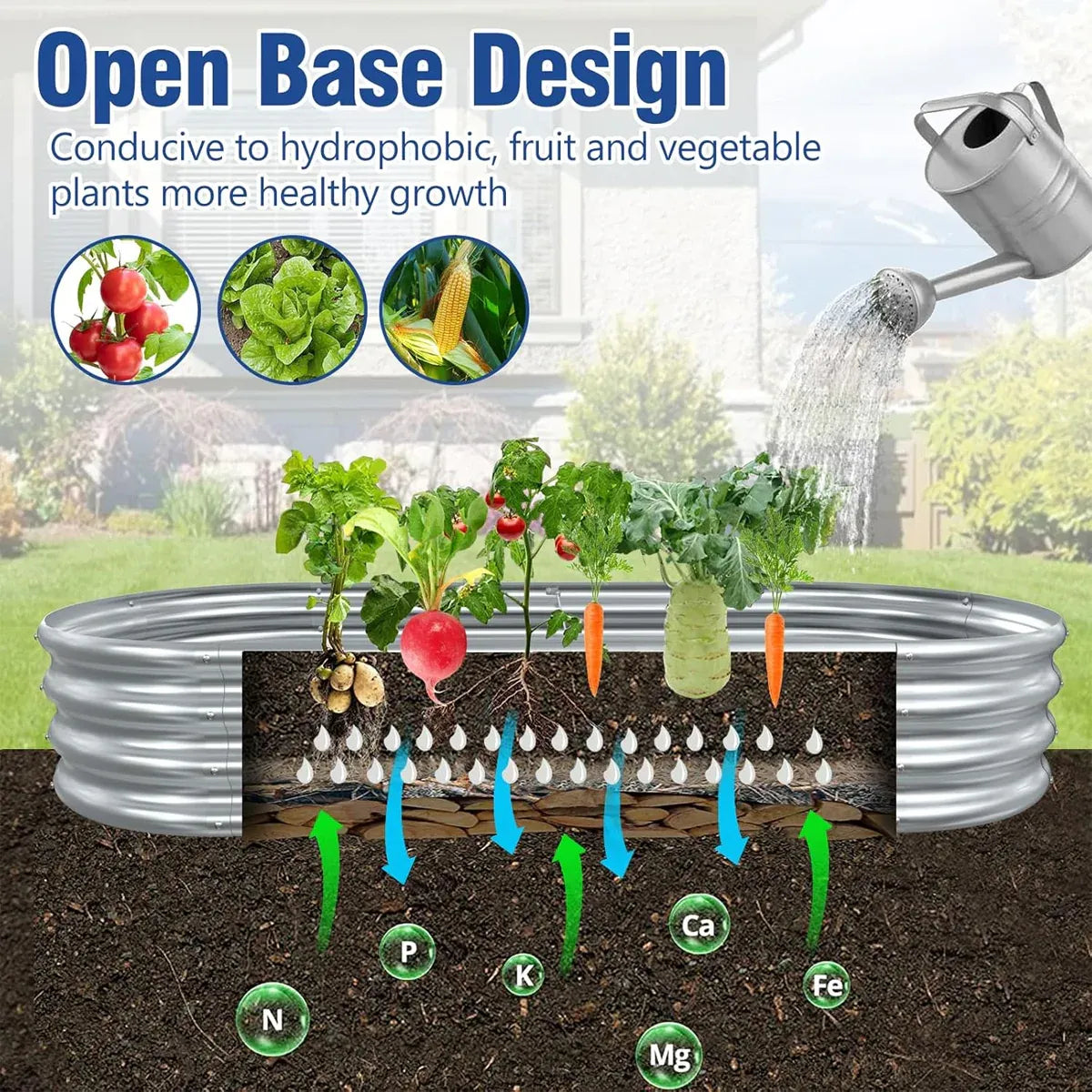 Galvanized Raised Garden Bed Metal Planter Box for Vegetables Flowers Herbs