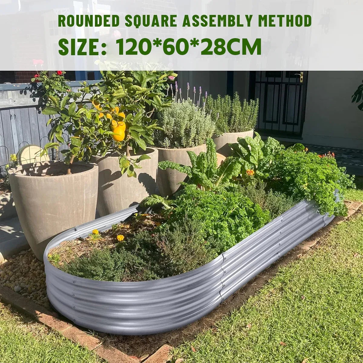Galvanized Raised Garden Bed Metal Planter Box for Vegetables Flowers Herbs