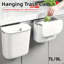 Wall Mounted Hanging Wastebasket with Sliding Lid for Kitchen and Bathroom Use - 7L