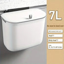 Wall Mounted Hanging Wastebasket with Sliding Lid for Kitchen and Bathroom Use - 7L