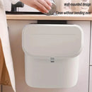 Wall Mounted Hanging Wastebasket with Sliding Lid for Kitchen and Bathroom Use - 9L
