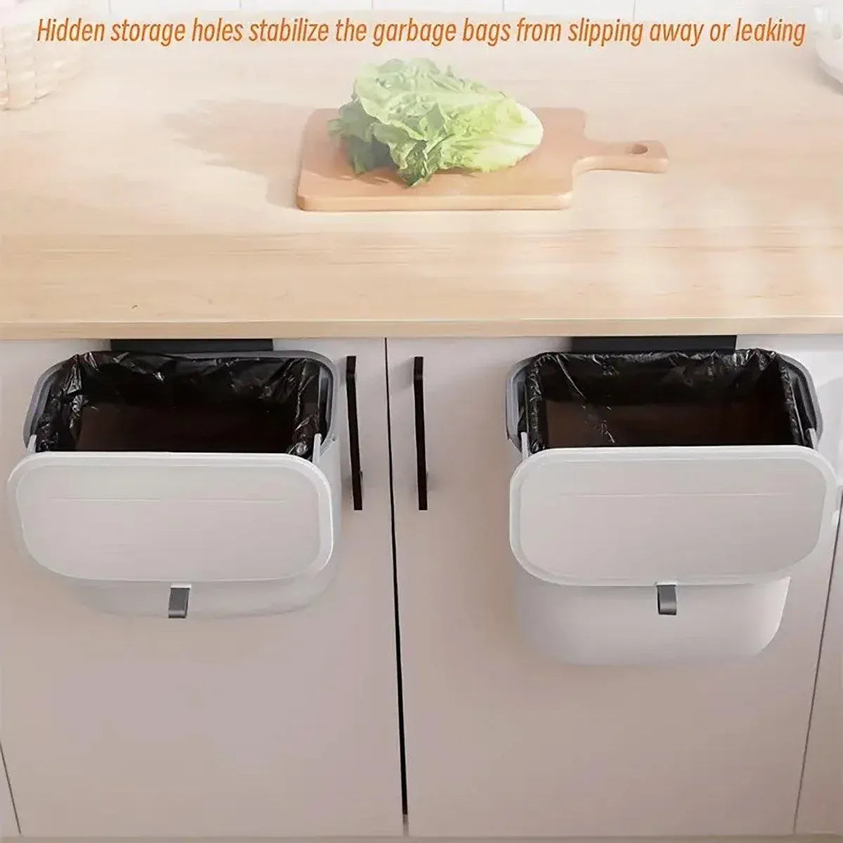 Wall Mounted Hanging Wastebasket with Sliding Lid for Kitchen and Bathroom Use - 9L