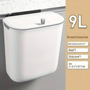 Wall Mounted Hanging Wastebasket with Sliding Lid for Kitchen and Bathroom Use - 9L