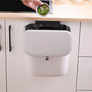 Wall Mounted Hanging Wastebasket with Sliding Lid for Kitchen and Bathroom Use - 9L