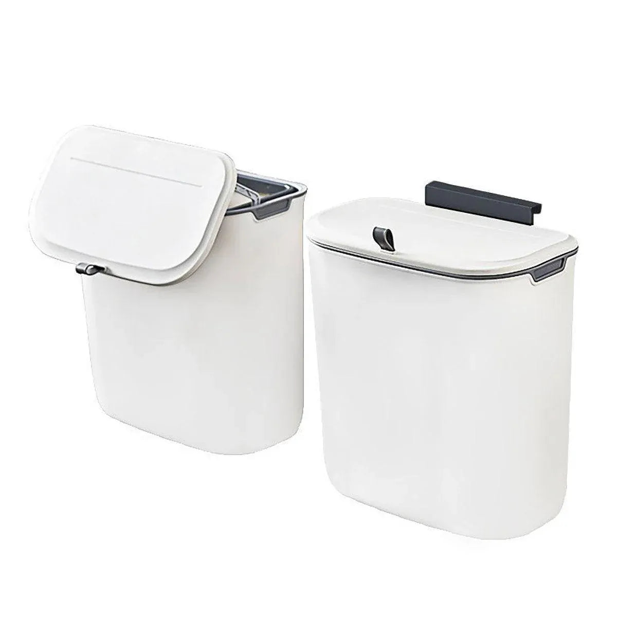 Wall Mounted Hanging Wastebasket with Sliding Lid for Kitchen and Bathroom Use - 9L