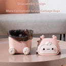 Mini Monster Trash Can Desktop Flip Top Garbage Bin Small Plastic Waste Basket - Light Blue