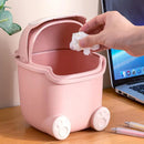 Mini Monster Trash Can Desktop Flip Top Garbage Bin Small Plastic Waste Basket - Light Blue