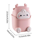 Mini Monster Trash Can Desktop Flip Top Garbage Bin Small Plastic Waste Basket - Pink
