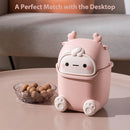 Mini Monster Trash Can Desktop Flip Top Garbage Bin Small Plastic Waste Basket - Pink