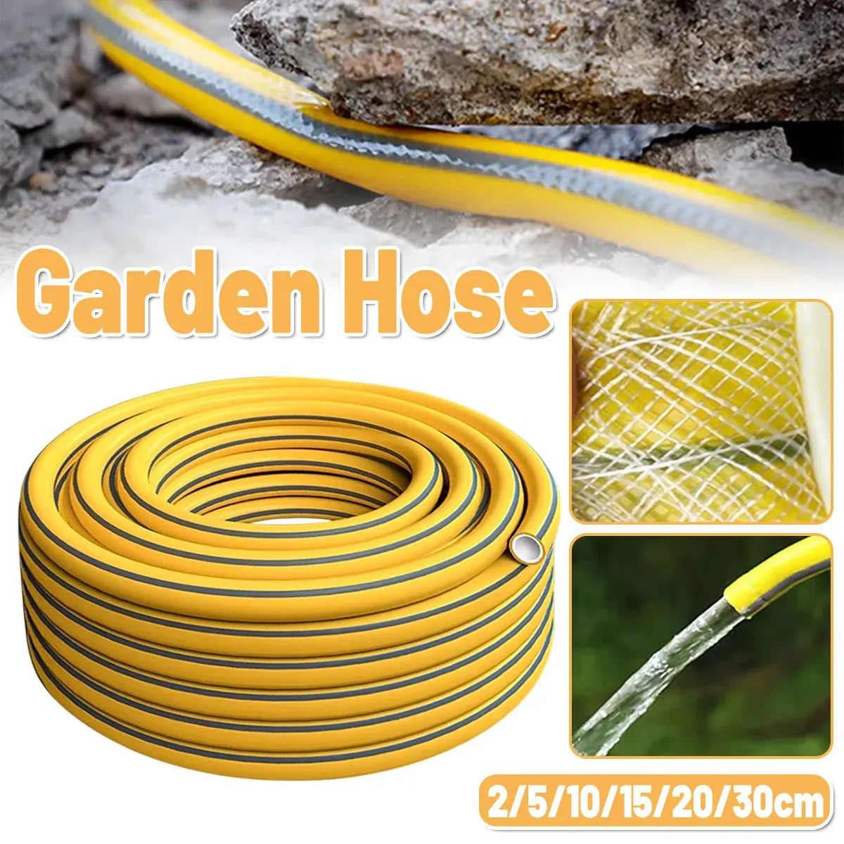 Heavy Duty Garden Hose Pipe Reel Reinforced Anti-kink Outdoor Hosepipe Yellow - 20m