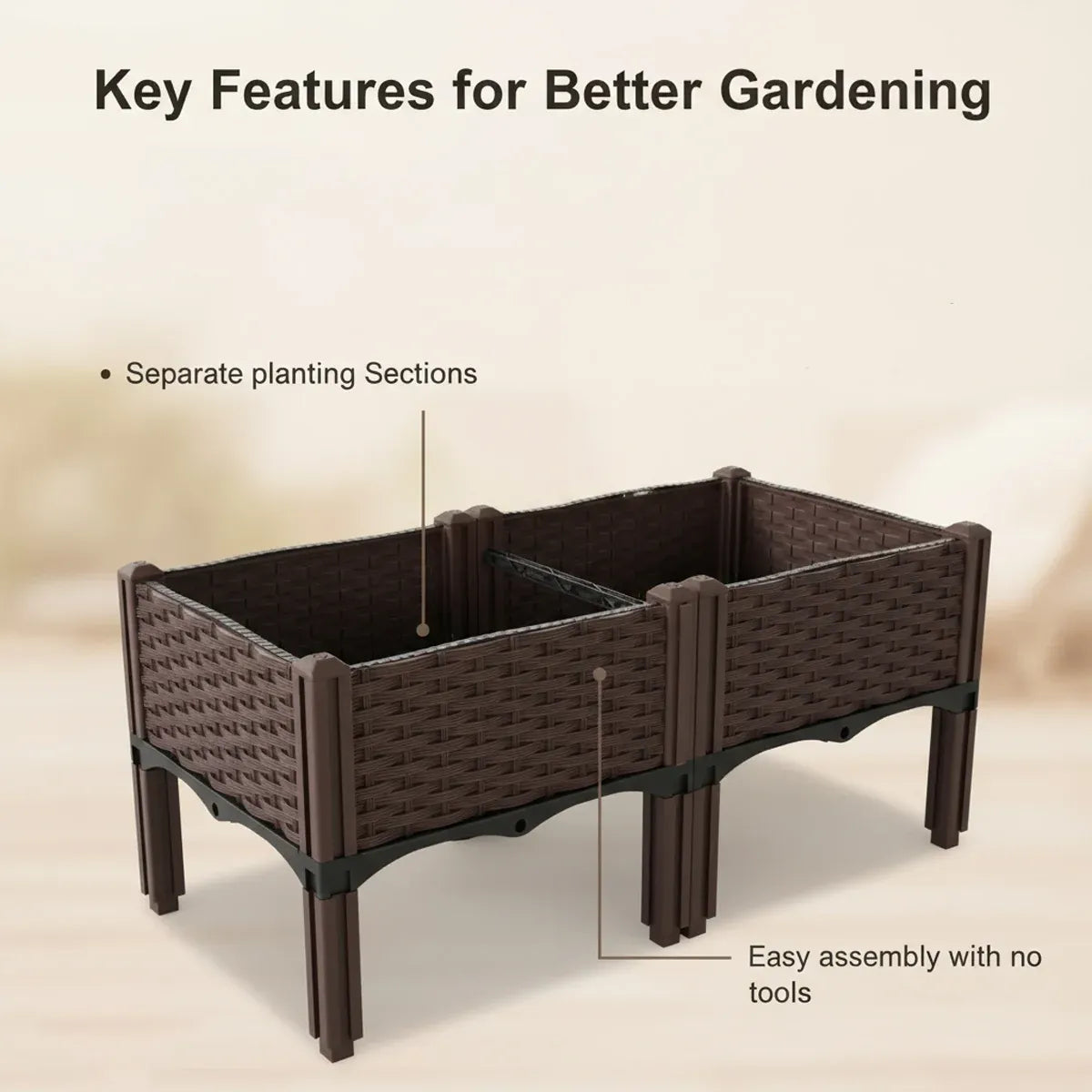 Garden Vegetable Planting Box Durable Sturdy for Patio Balcony Outdoor Growing