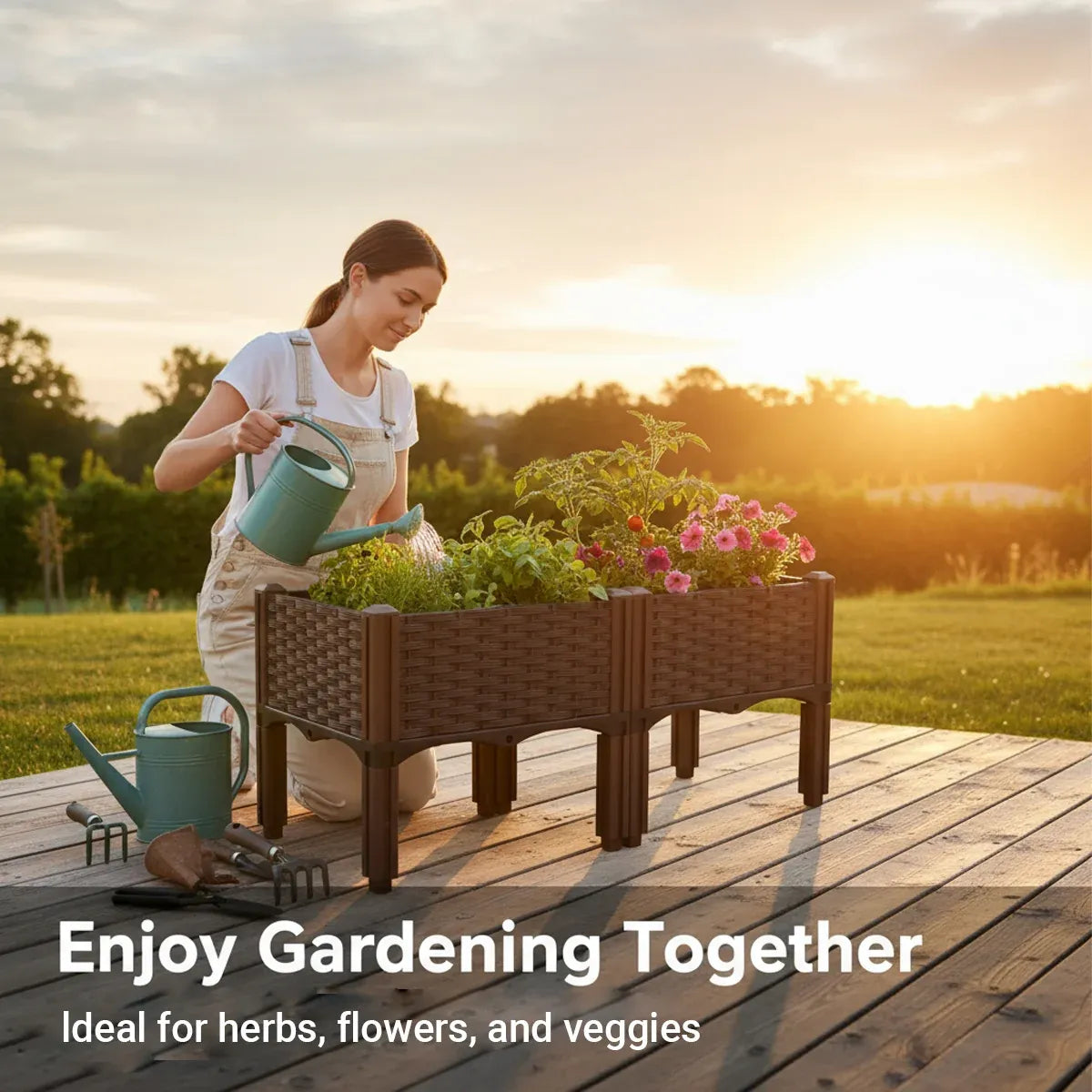 Garden Vegetable Planting Box Durable Sturdy for Patio Balcony Outdoor Growing