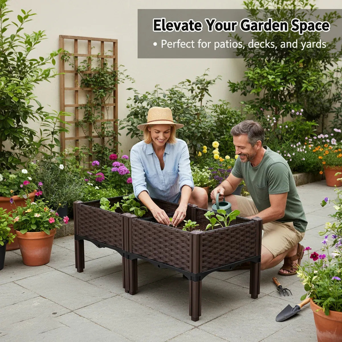 Garden Vegetable Planting Box Durable Sturdy for Patio Balcony Outdoor Growing