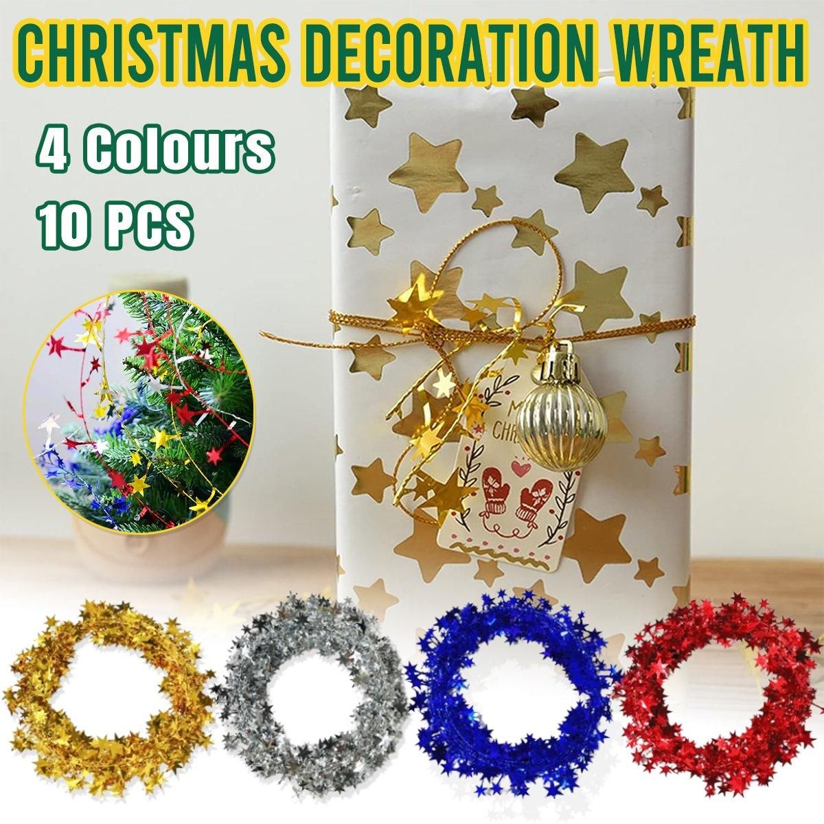 10pcs Christmas Wreath Decorations Festive Holiday Door Hanging Ornament Set - Blue