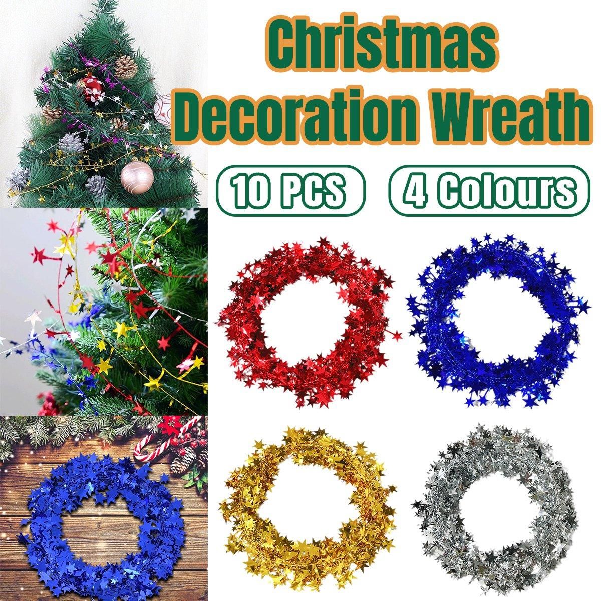 10pcs Christmas Wreath Decorations Festive Holiday Door Hanging Ornament Set - Gold