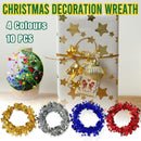 10pcs Christmas Wreath Decorations Festive Holiday Door Hanging Ornament Set - Red