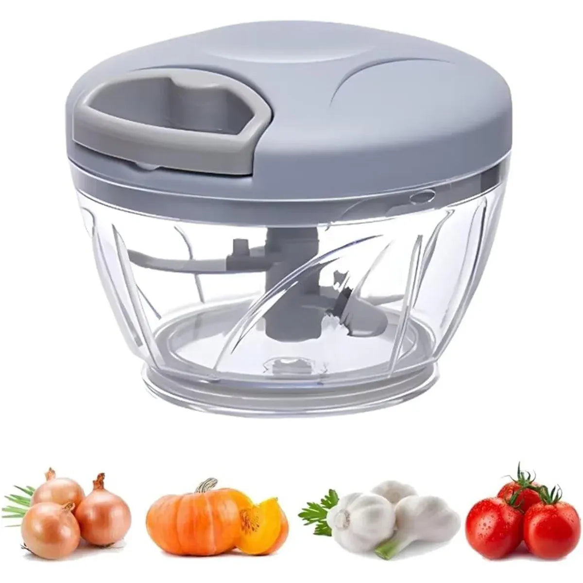 500ml Manual Meat Mincer Garlic Chopper Rotate Garlic Press Crusher Vegetable - Blue