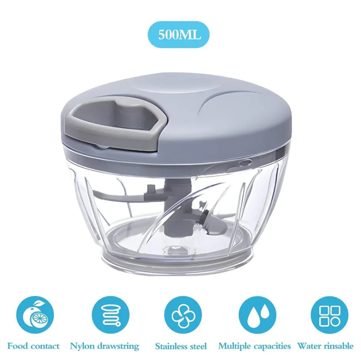 500ml Manual Meat Mincer Garlic Chopper Rotate Garlic Press Crusher Vegetable - Green