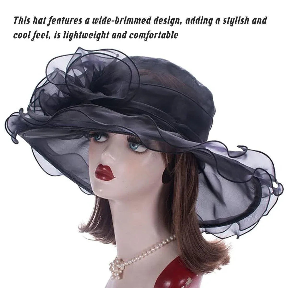 Ladies Large Brim Sun Hat Lightweight Bowler Hat Summer Beach Outdoor Protection